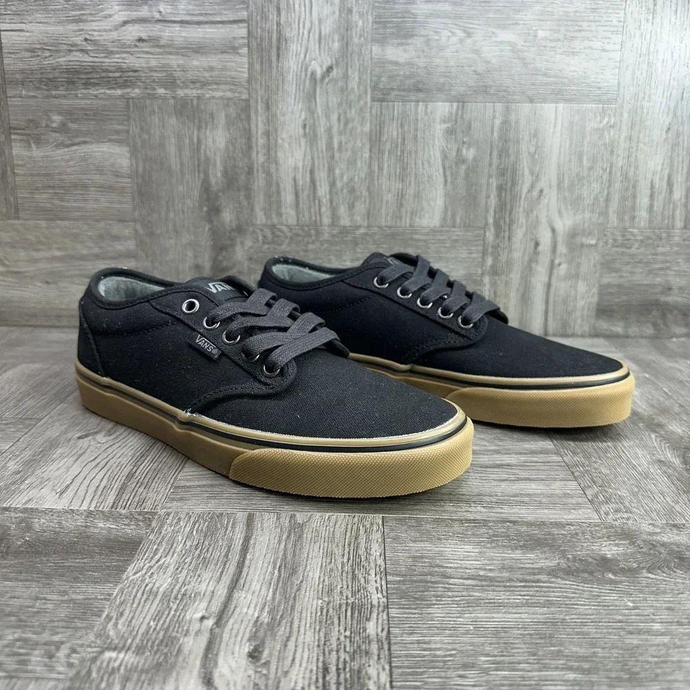 Vans Atwood‎ Sneakers Women 8.5 Black Canvas Gum Sole Low Top NEW